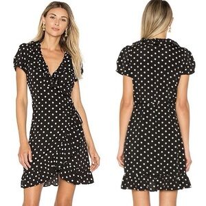 Lioness - Polka Dot Ruffle Wrap Dress - Black and White *NWT*